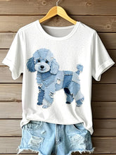 Frauen Pudel Hunde Muster Patchwork Kunst T-Shirt